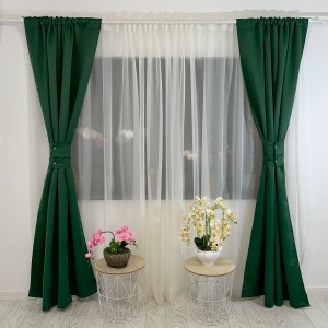 Draperie Blackout Satinata,140cm latime x 260cm înălțime, cu TIV LAT, Verde Smarald