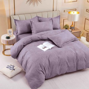 Lenjerie pat dublu,  FINET, 6 piese, cu ELASTIC, Jojo Home, Gri, model floral