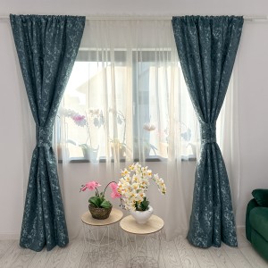 Draperie din Jacquard model Nisip, 140cm latime x 260cm înălțime, cu TIV LAT, Bleu