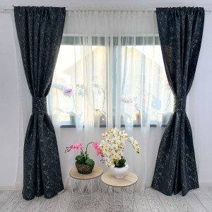 Draperie din Jacquard, Gri inchis, 3m latime x 2.7m inaltime, cu rejansa pentru sina