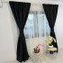 Set 2 Draperii Blackout Satinat - 100cm latime x 200cm inaltime , Tiv lat  , Negru [2]