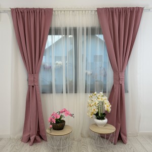 Draperie Blackout Satinata,140cm latime x 260cm înălțime, cu TIV LAT, Roz Pudra