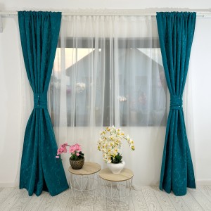 Draperie din Jacquard, 200x260cm, cu rejansa pentru BARA, Turquoise