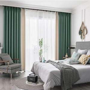 Set de 2 bucati de Draperie Blackout 80%, din Catifea, Bicolor - 2m x 2.30m x rejansa pt bara,  Verde Aqua - Bej deschis 