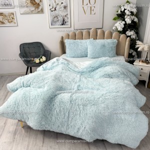 Lenjerie pat super pufoasa, COCOLINO Fluffy,  4 piese, bleu