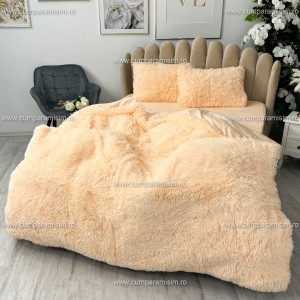 Lenjerie pat super pufoasa, COCOLINO Fluffy,  4 piese, piersica deschis