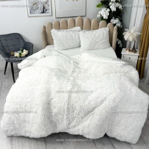 Lenjerie pat super pufoasa, COCOLINO Fluffy,  4 piese, alb