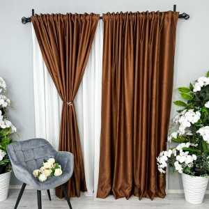 Draperie Soft Touch, cu Aspect Fin și Tenta Satinată, 140cm latime x 260cm înălțime, cu TIV LAT, Maro ruginiu