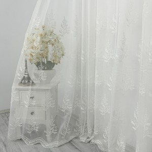 Perdea Nature din Tulle cu Broderie - 500cm x 232cm , Rejansa pt. bara , Ivoire