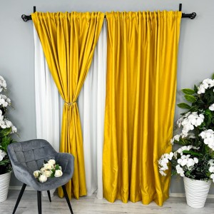 Draperie Soft Touch, cu Aspect Fin și Tenta Satinată, 140cm latime x 260cm înălțime, cu TIV LAT, Galben Draperie Soft Touch, cu Aspect Fin și Tenta Satinată, 140cm latime x 260cm înălțime, cu TIV LAT, Galben