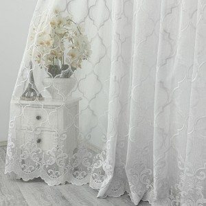 Perdea Elegance din IN Brodat, Alb, 500cm x 232cm, Rejansa pentru bara