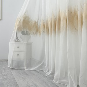 Perdea Harmony din Voal Brodat, 500 x 232cm rejansa pt. bara, Alb - Maro