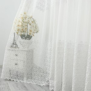 Perdea Alice din Tulle cu Broderie - 5m latime x 232cm inaltime x Rejansa pt bara, Alb