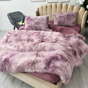 Lenjerie pat super pufoasa, COCOLINO Fluffy,  4 piese, lila degrade