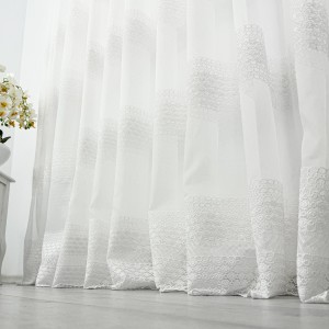 Perdea Olina din Tulle cu Broderie - 350cm latime x 255cm inaltime, Rejansa pt. sina , Alb