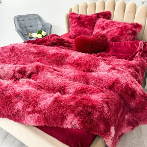 Lenjerie pat super pufoasa, COCOLINO Fluffy,  4 piese, grena degrade