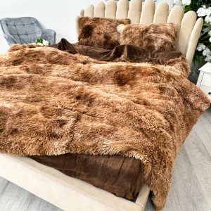 Lenjerie pat super pufoasa, COCOLINO Fluffy,  4 piese, maro degrade