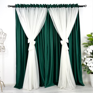 Draperie 2 in 1 cu perdea Verde - Ivoire, 3m latime x 2.35m inaltime, cu rejansa pentru BARA