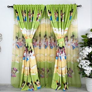 SET Perdea din Voal 6m latime x 2.6m inaltime si 2 bucati de Draperie Satinata 2m latime x 2.6m inaltime, pentru copii, Minnie si Mickey, rejansa pt sina 
