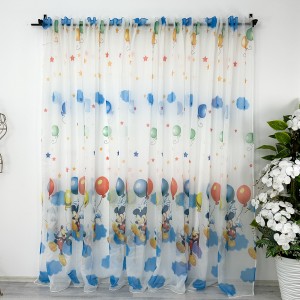 Perdea pentru copii din matase - 100cm latime x 270cm inaltime , Rejansa pt sina, Mickey cu baloane