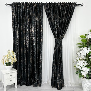 Draperie Catifea cu insertii aurii, Negru, latime 4m, inaltime 2,35m, cu rejansa pt sina