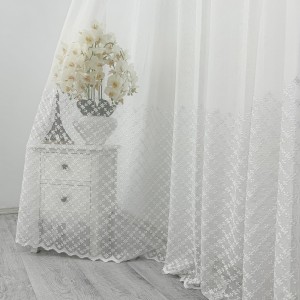 Perdea Cicek din Tulle cu Broderie - 200cm latime x 150cm inaltime  , rejansa pt. sina, Alb