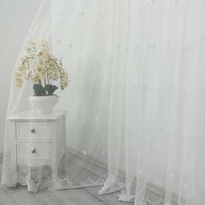 Perdea Oriental din Tulle cu Broderie -500cm x 232cm, Rejansa pt. bara, model elegant, Alb