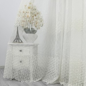 Perdea Roxette din Tulle cu Broderie - 500cm x 232cm, Rejansa pt. bara , model elegant, Ivoire