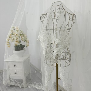 Perdea Oriental din Tulle cu Broderie, model elegant, Ivoire, 5m latime x 232cm inaltime x rejansa pt bara