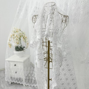 Perdea Anatoli din Tulle cu Broderie - 500 x 232cm, rejansa pt. bara  Alb