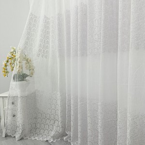 Perdea Florice din IN cu Broderie - Alb, 5m latime x 232cm inaltime x rejansa pentru bara