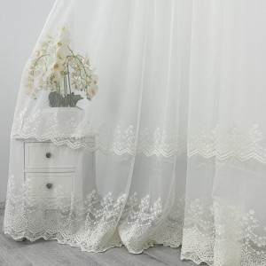 Perdea Melisa din Tulle cu Broderie - Ivoire, 5m latime x 232cm inaltime x rejansa pentru bara