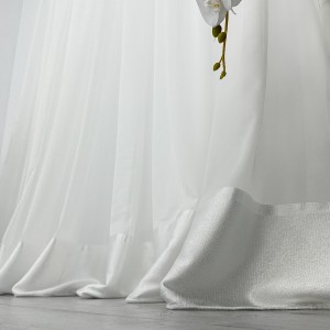 Perdea Dianne din Matase cu Banda Satinata -200cm x 240cm , rejansa pt. sina , Ivoire