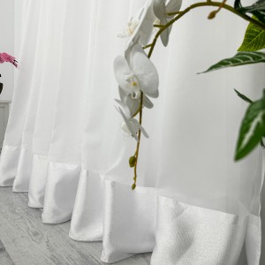 Set 2 bucati perdea Dianne din Matase cu Banda Satinata, Alb, 4m latime x 2.5m inaltime, cu rejansa pentru bara