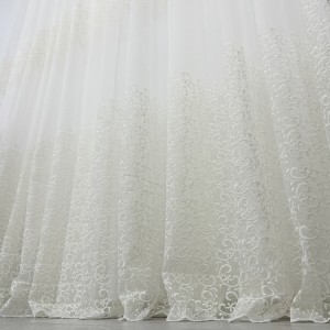 Perdea Alice din Tulle cu Broderie, Ivoire, 3m latime x 200cm inaltime, cu rejansa pentru bara