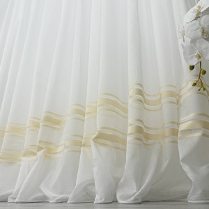 Set 2 Perdele Lines din IN plin - 100m x 235m, Rejansa pt. sina , Alb - Galben