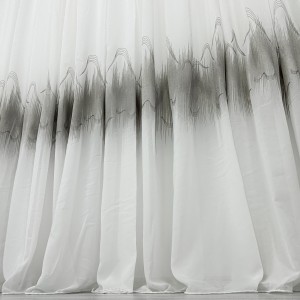 Perdea Harmony din Voal Brodat - 5m latime x 232cm inaltime x Rejansa pt bara, Alb - Gri