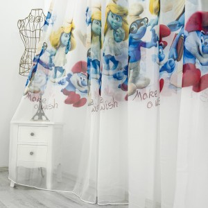 Perdea pentru copii din matase, Smurfs, 500cm x 232cm , Rejansa pentru bara