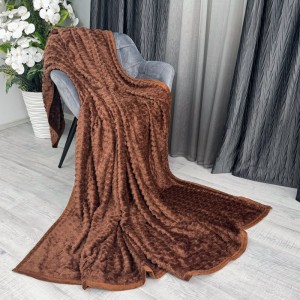 Patura pufoasa cocolino gofrata 200x230cm, 350gr, Maro roscat