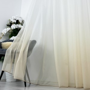 Perdea in Degrade din Fibra de Bambus, Alb cu Bej, 140cm latime x 190cm inaltime, cu rejansa pentru sina