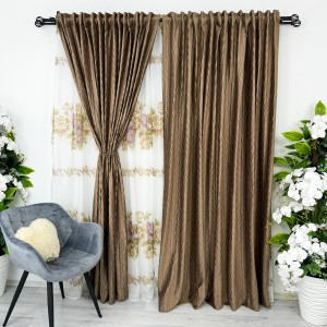 Set 2 Draperii din Catifea Plisata cu opacitate ridicata - 200cm x 232cm , Rejansa pt. bara , Maro