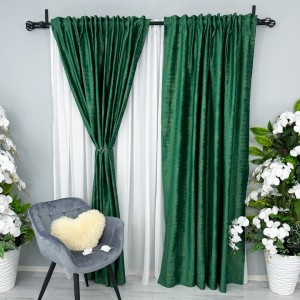 Set 2 Draperii Catifea cu model Venti -200cm x 232cm, rejansa pt. bara , Verde Smarald