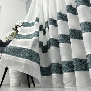 Perdea Cristal din IN plin - 5m latime x 232cm inaltime x rejansa pentru bara , Alb-Turquoise, model gheata