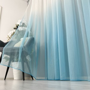 Perdea in Degrade din Fibra de Bambus - 5m latime x 232cm inaltime x Rejansa pt bara, Alb cu Bleu