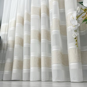 Set 2 Perdele  Cristal din IN plin - 300cm x 238cm , Rejansa pentru bara, Alb-Crem, model gheata