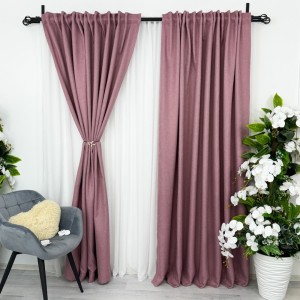 Set 2 Draperii HoReCa TEXTURATA tip IN - 200cm x 232cm , Rejansa pt. bara , Roz