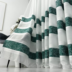 Perdea Cristal din IN plin - 5m latime x 232cm inaltime x rejansa pentru bara, Alb-Verde, model gheata