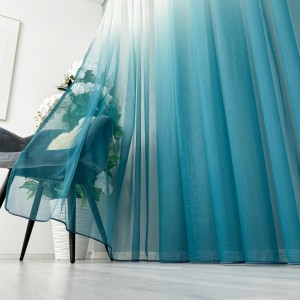 Perdea in Degrade din Fibra de Bambus, Alb cu Turquoise, 500cm latime x 232cm inaltime, cu rejansa pentru bara