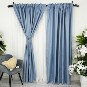 Set 2 bucati de Draperie HoReCa TEXTURATA tip IN, Bleu Ciel-  200cm latime x 232cm inaltime, cu rejansa pt bara