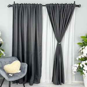 Draperie HoReCa TEXTURATA tip IN, 140cm latime x 260cm înălțime, cu TIV LAT, Gri V3